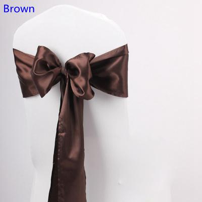 Brown colour satin sash chair high quality bow tie for chair covers sash party wedding hotel banquet home decoration wholesale