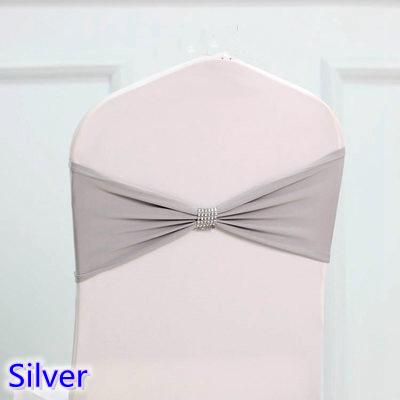 Grey silver colour tie bands Lycra sash chair sash Bow tie ribbon For Wedding Party Banquet Decoration for sale with shiny belt