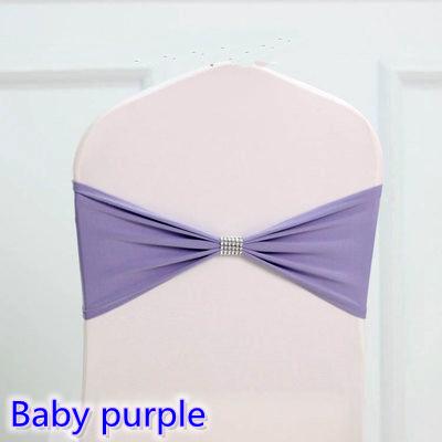 Baby purple colour tie bands Lycra sash chair sash Bow tie ribbon For Wedding Party Banquet Decoration for sale with shiny belt