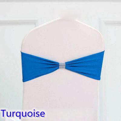 Turquoise colour tie bands Lycra sash chair sash Bow tie ribbon For Wedding Party Banquet Decoration for sale with shiny belt