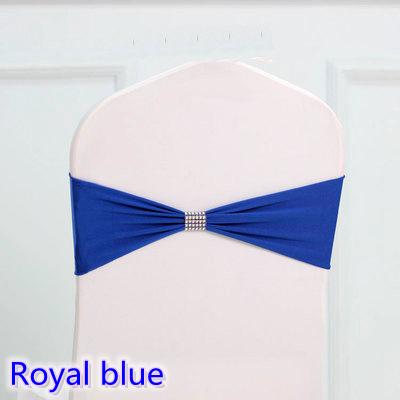 Royal blue colour tie bands Lycra sash chair sash Bow tie ribbon For Wedding Party Banquet Decoration for sale with shiny belt