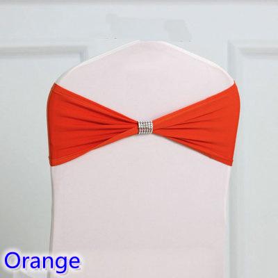 Orange colour tie bands Lycra sash chair sash Bow tie ribbon For Wedding Party Banquet Decoration for sale with shiny belt