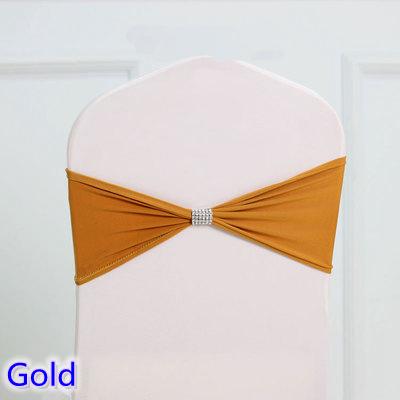 Gold colour tie bands Lycra sash chair sash Bow tie ribbon For Wedding Party Banquet Decoration for sale with shiny belt