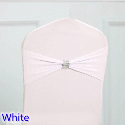 White colour tie bands Lycra sash chair sash Bow tie ribbon For Wedding Party Banquet Decoration for sale with shiny belt