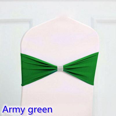 Army green colour tie bands Lycra sash chair sash Bow tie ribbon For Wedding Party Banquet Decoration for sale with shiny belt