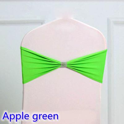 Apple green colour tie bands Lycra sash chair sash Bow tie ribbon For Wedding Party Banquet Decoration for sale with shiny belt