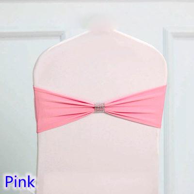 Baby Pink tie bands Lycra sash chair sash Bow tie ribbon For Wedding Party Banquet Decoration for sale with shiny belt