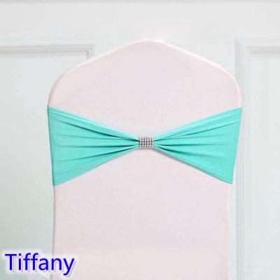 Tiffany colour tie bands Lycra sash chair sash Bow tie ribbon For Wedding Party Banquet Decoration for sale with shiny belt