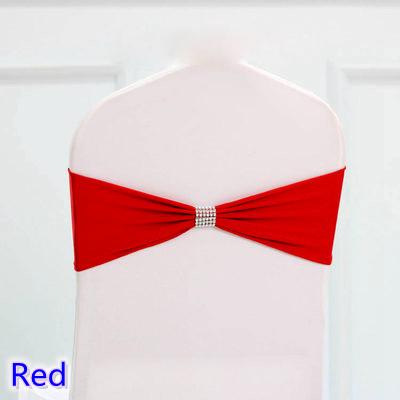 Red colour tie bands Lycra sash chair sash Bow tie ribbon For Wedding Party Banquet Decoration for sale with shiny belt