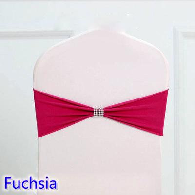 Fuchsia colour tie bands Lycra sash chair sash Bow tie ribbon For Wedding Party Banquet Decoration for sale with shiny belt