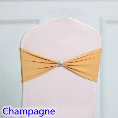 Champagne colour tie bands Lycra sash chair sash Bow tie ribbon For Wedding Party Banquet Decoration for sale with shiny belt