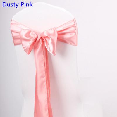 Dusty pink colour satin sash chair high quality bow tie for chair covers sash party wedding hotel banquet home decoration wholesale