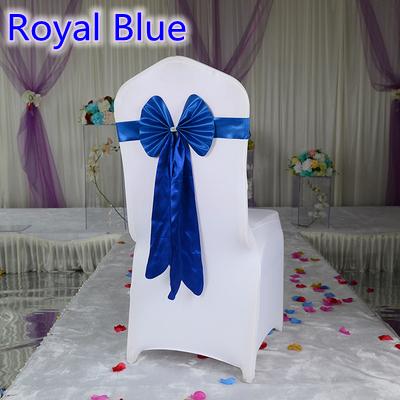 Royal blue color chair sash long tail butterfly style wedding chair decoration luxury chair bow tie wholesale lycra spandex sash