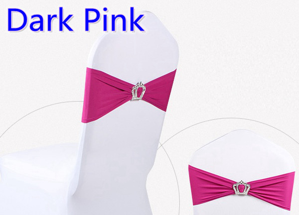 Dark pink colour Crown buckle lycra sash for wedding chairs decoration spandex band stretch bow tie lycra ribbon belt on sale