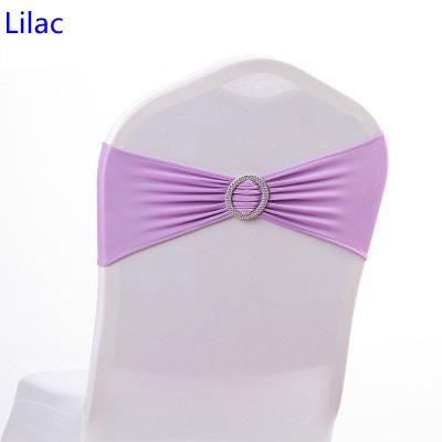 Lilac colour on sale chair sash with Round buckles for chair covers spandex band lycra sash bow tie wedding decoration