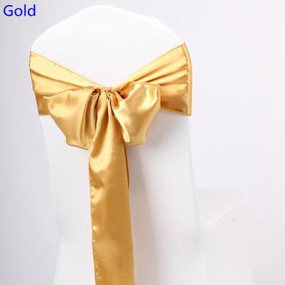 Gold Colour satin sash chair high quality bow tie for chair covers sash party wedding hotel banquet home decoration wholesale