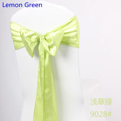 Lemon Green Colour satin sash chair high quality bow tie for chair covers sash party wedding hotel banquet home decoration wholesale