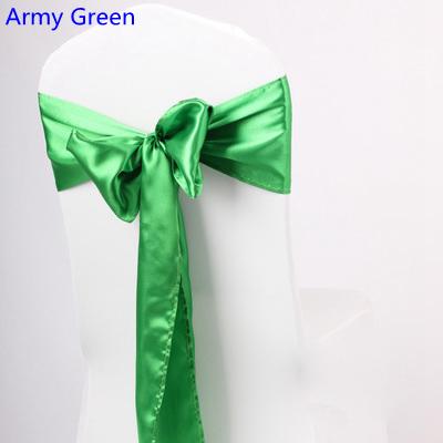 Army Green Colour satin sash chair high quality bow tie for chair covers sash party wedding hotel banquet home decoration wholesale