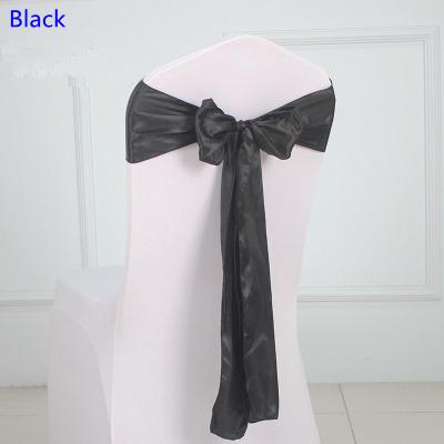 Black Colour satin sash chair high quality bow tie for chair covers sash party wedding hotel banquet home decoration wholesale