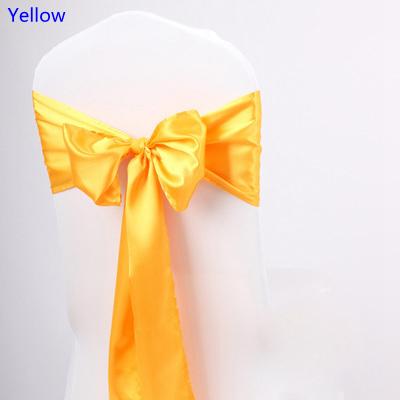 Yellow Colour satin sash chair high quality bow tie for chair covers sash party wedding hotel banquet home decoration wholesale