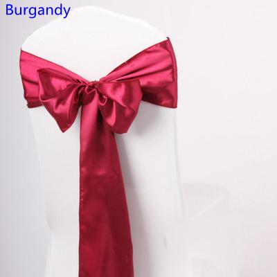 Burgandy Colour satin sash chair high quality bow tie for chair covers sash party wedding hotel banquet home decoration wholesale