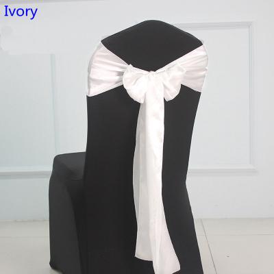 Ivory Colour satin sash chair high quality bow tie for chair covers sash party wedding hotel banquet home decoration wholesale