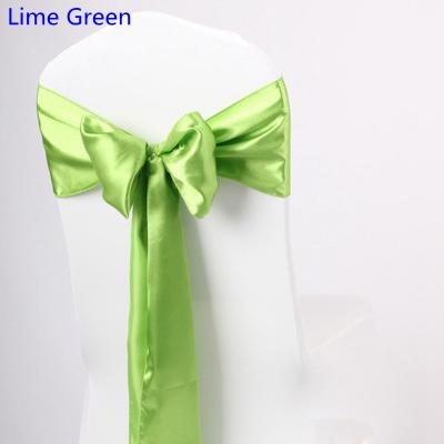 Lime Green colour satin sash chair high quality bow tie for chair covers sash party wedding hotel banquet home decoration wholesale