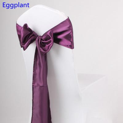 Eggplant colour satin sash chair high quality bow tie for chair covers sash party wedding hotel banquet home decoration wholesale