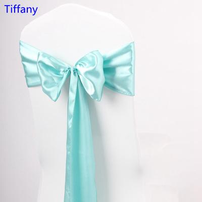 Tiffany colour satin sash chair high quality bow tie for chair covers sash party wedding hotel banquet home decoration wholesale