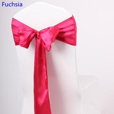 Fuchsia colour satin sash chair high quality bow tie for chair covers sash party wedding hotel banquet home decoration wholesale