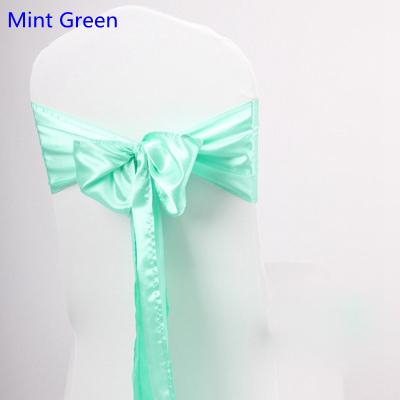 Mint Green Colour satin sash chair high quality bow tie for chair covers sash party wedding hotel banquet home decoration wholesale