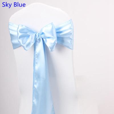 Sky Blue Colour satin sash chair high quality bow tie for chair covers sash party wedding hotel banquet home decoration wholesale