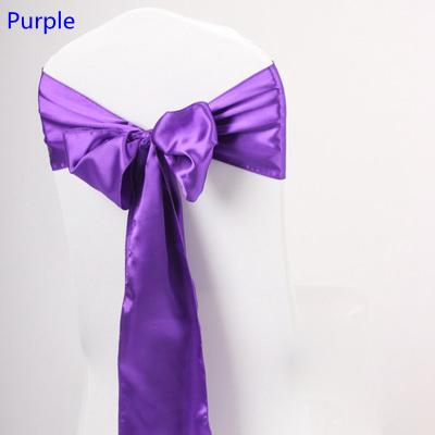 Purple colour satin sash chair high quality bow tie for chair covers sash party wedding hotel banquet home decoration wholesale