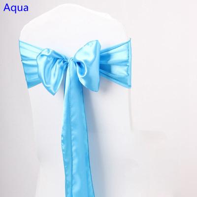 Aqua colour satin sash chair high quality bow tie for chair covers sash party wedding hotel banquet home decoration wholesale