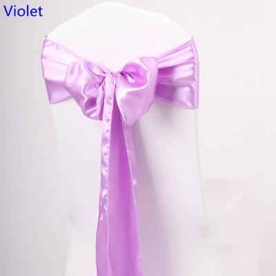 Violet colour satin sash chair high quality bow tie for chair covers sash party wedding hotel banquet home decoration wholesale