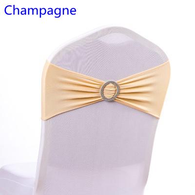 Champagne colour on sale chair sash with Round buckles for chair covers spandex band lycra sash bow tie wedding decoration