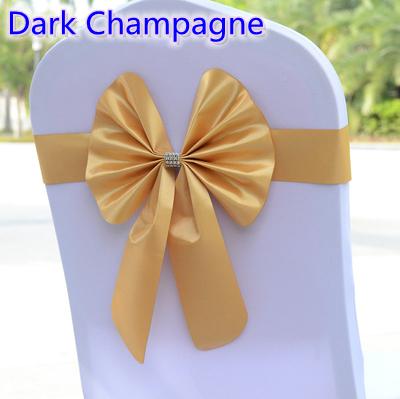 Dark Champagne colour chair sash butterfly style bow tie stretch sash lycra band spandex chair cover sash for weddings wholesale