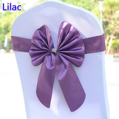 Lilac colour chair sash butterfly style bow tie stretch sash lycra band spandex chair cover sash for weddings wholesale