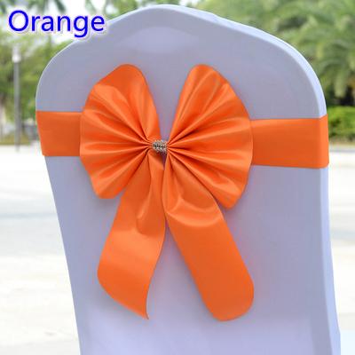 Orange colour chair sash butterfly style bow tie stretch sash lycra band spandex chair cover sash for weddings wholesale