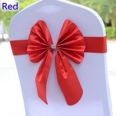 Red colour chair sash butterfly style bow tie stretch sash lycra band spandex chair cover sash for weddings wholesale