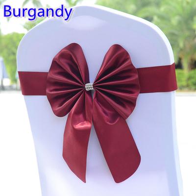 Burgandy colour chair sash butterfly style bow tie stretch sash lycra band spandex chair cover sash for weddings wholesale