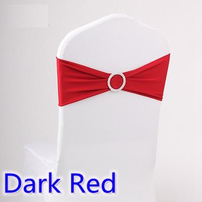 Dark red colour wedding chair sash spandex band with diamond buckle for chair covers lycra bow tie spandex sash ribbon on sale