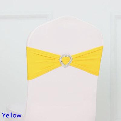 Modern Yellow Colour Spandex Sash Lycra Bands Stretch Elastic Chair Ribbon Sash With Love Heart Buckle Wedding Hotel Home Banquet Party