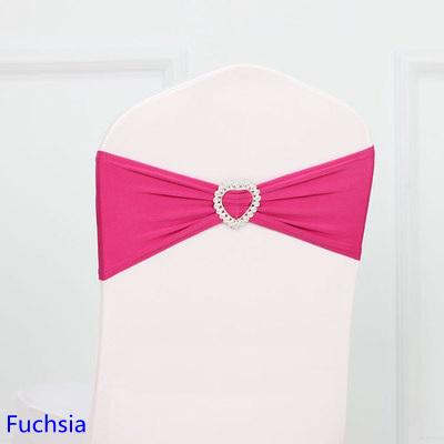 Modern Fuchsia Colour Spandex Sash Lycra Bands Stretch Elastic Chair Ribbon Sash With Love Heart Buckle Wedding Hotel Home Banquet Party