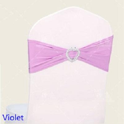 Hot Sale Violet Colour Spandex Sash Lycra Bands Stretch Elastic Chair Ribbon Sash With Love Heart Buckle Wedding Hotel Home Banquet Party