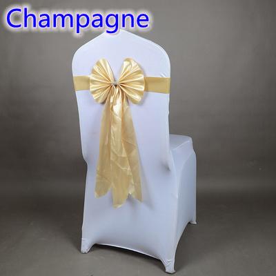 Champagne color chair sash long tail butterfly style wedding chair decoration luxury chair bow tie wholesale lycra spandex sash