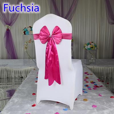 Fuchsia color chair sash long tail butterfly style wedding chair decoration luxury chair bow tie wholesale lycra spandex sash