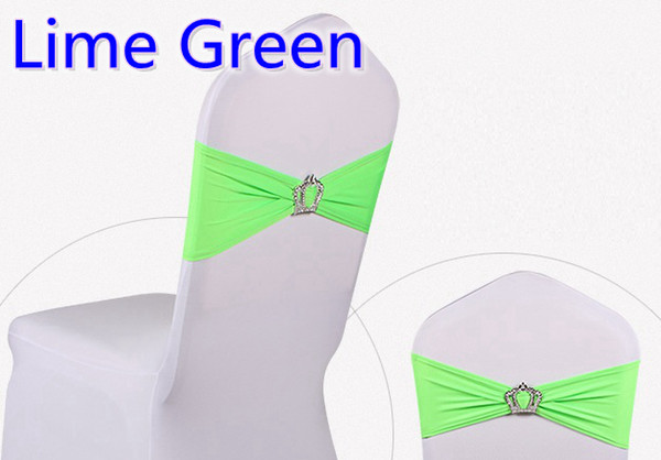 Lime green colour Crown buckle lycra sash for wedding chairs decoration spandex band stretch bow tie lycra ribbon belt on sale