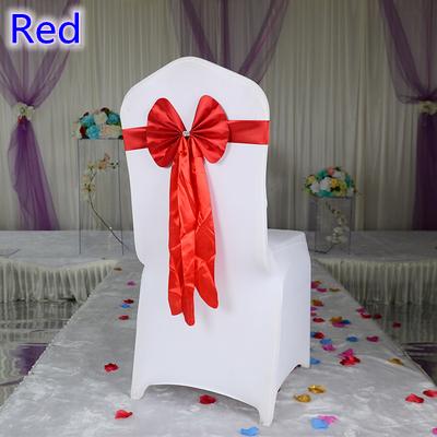 Red colour chair sash long tail butterfly style wedding chair decoration luxury chair bow tie wholesale lycra spandex sash