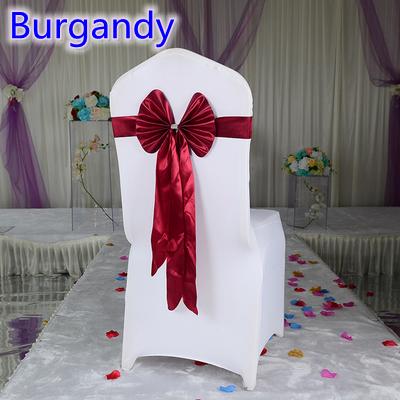 Burgandy colour chair sash long tail butterfly style wedding chair decoration luxury chair bow tie wholesale lycra spandex sash